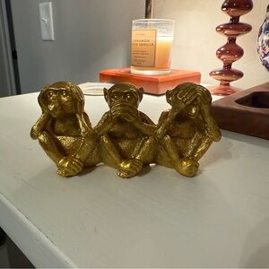 Gold Three Wise Monkeys Figurine